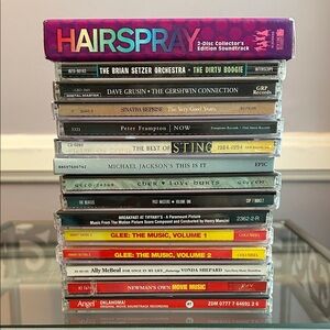 16 Music CDs Cher The Beatles Frampton Hairspray Glee Michael Jackson Sting etc